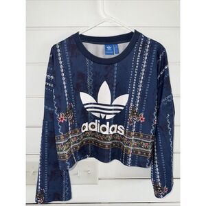 Adidas Originals Cropped Cirandeira Sweatshirt Women's Large Trefoil Blue  GW996